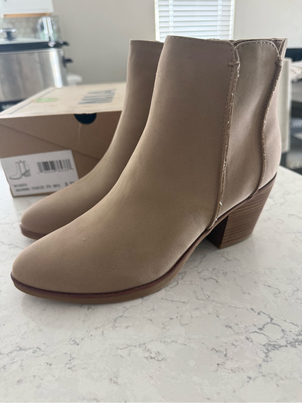 MIA Taupe/Beige Ankle Booties with Block Heel